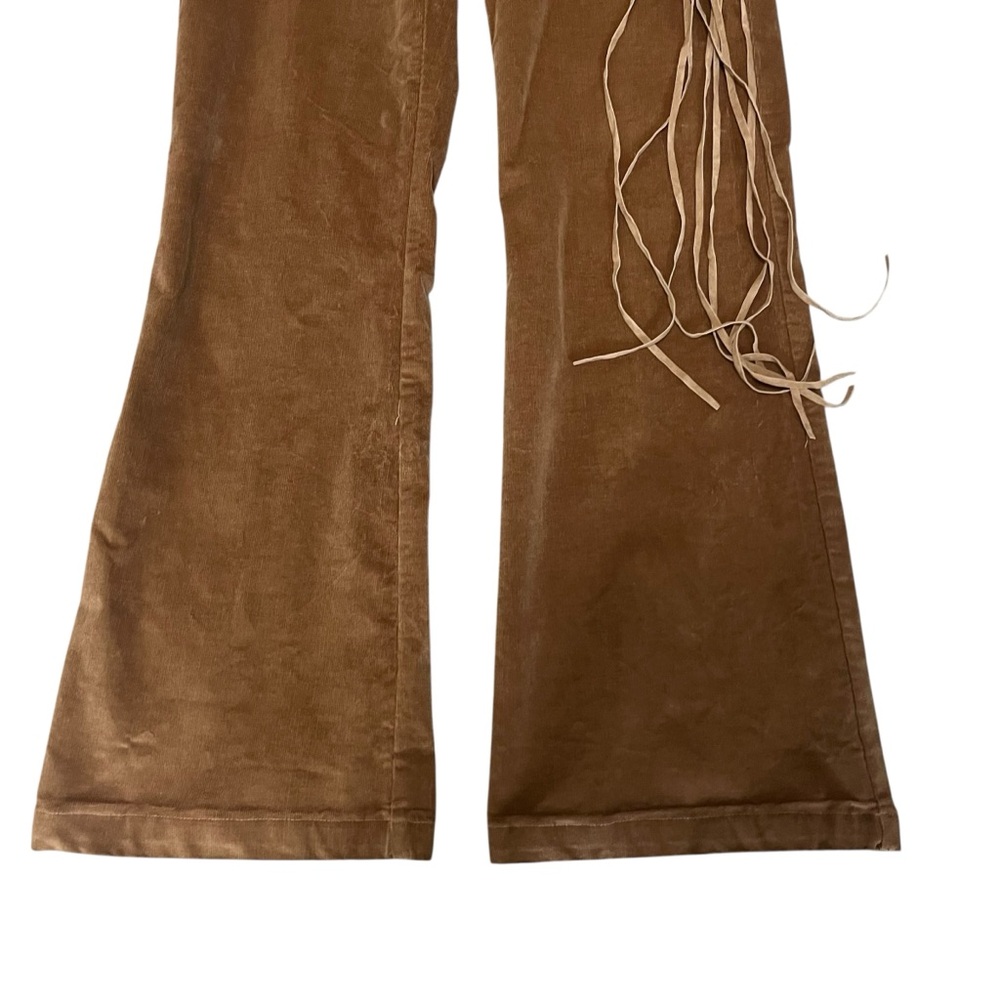 Cache Brown Velvet Flared Pants with Fringe Belt - Picture 5 of 14